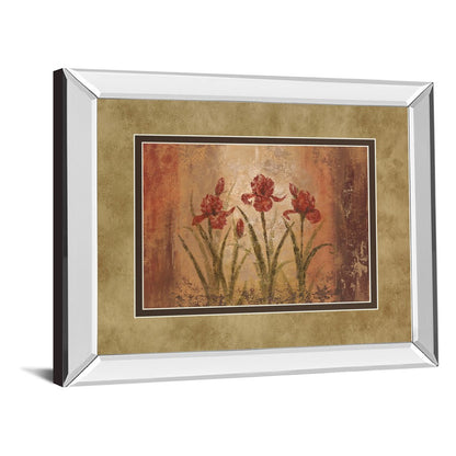 Classy Living Iris Elegance Wall Art 40x34in | Transitional Mirrored Frame Botanical Print | Living Room, Bedroom & Office Decor | 40 x | Model DM2190MF