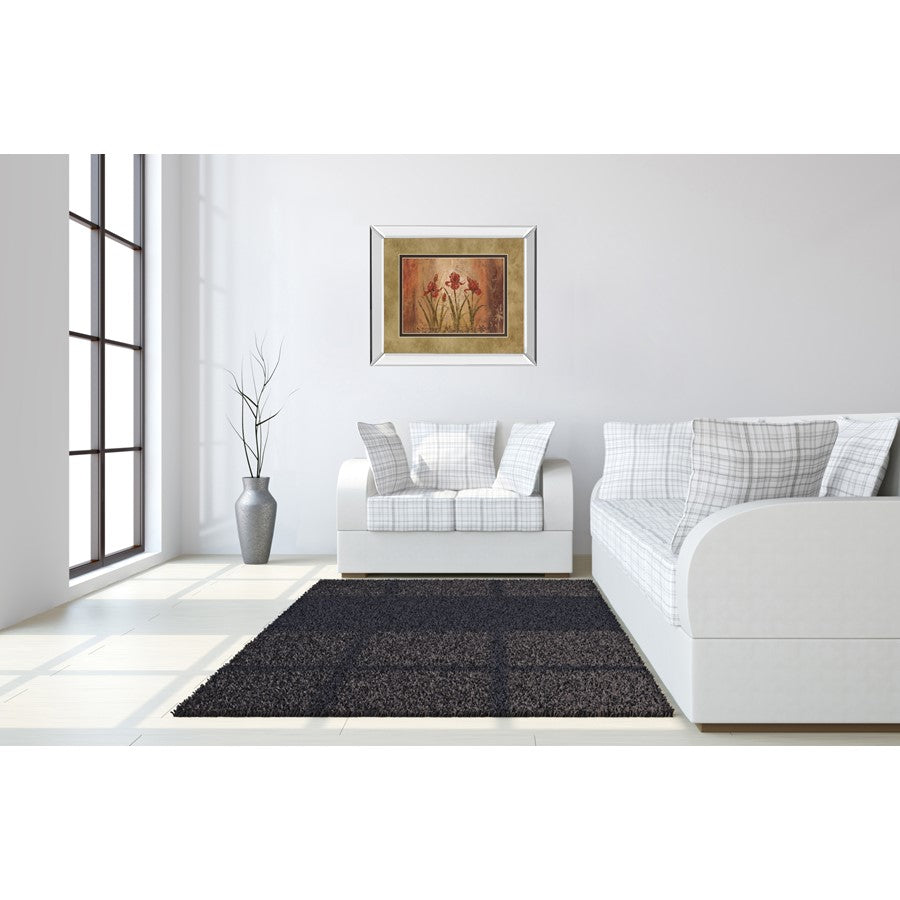 Classy Living Iris Elegance Wall Art 40x34in | Transitional Mirrored Frame Botanical Print | Living Room, Bedroom & Office Decor | 40 x | Model DM2190MF