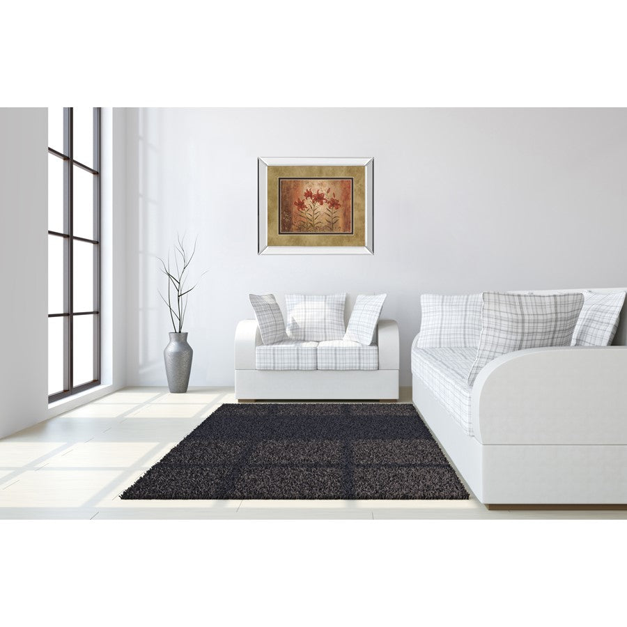 Classy Living Red Lily Trio Wall Art 40x34in | Transitional Mirrored Frame | Living Room & Office Botanical Decor | 40 x 34 x 3 in | Model DM2191MF
