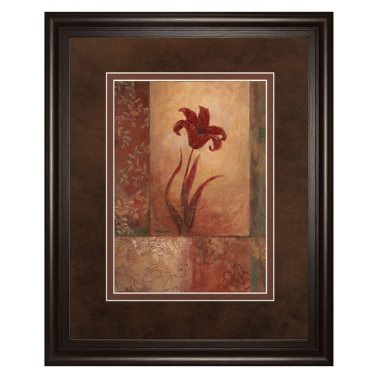 Classy Living Crimson Lily Whimsy Wall Art Double Mat 34x40 | Transitional Multicolor Paper Framed Art | Living Room Bedroom & Office Wall | Model DM2196