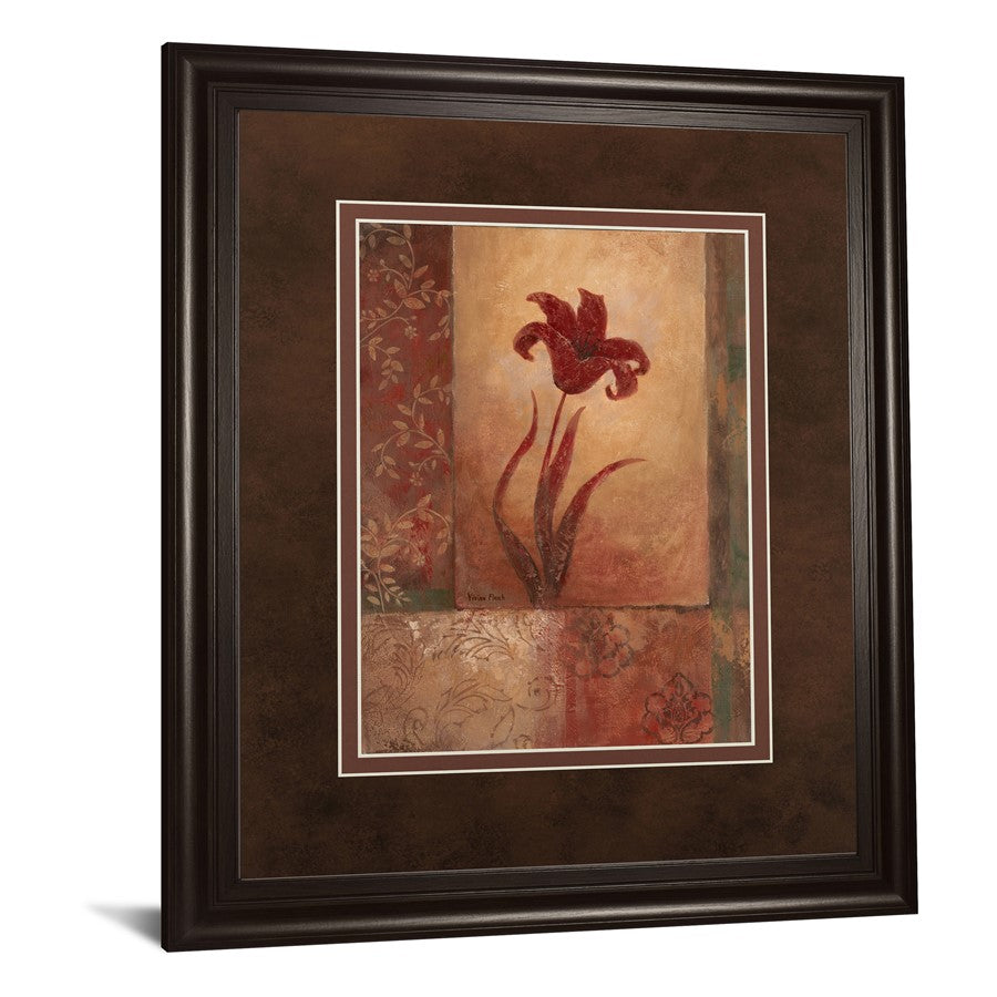 Classy Living Crimson Lily Whimsy Wall Art Double Mat 34x40 | Transitional Multicolor Paper Framed Art | Living Room Bedroom & Office Wall | Model DM2196