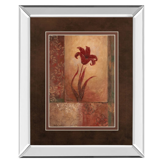 Classy Living Crimson Lily Whimsy Wall Art 34x40 | Transitional Mirrored Frame and Double Mat | Living Room & Bedroom Focal Point | 34 x | Model DM2196MF