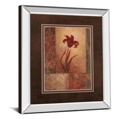 Classy Living Crimson Lily Whimsy Wall Art 34x40 | Transitional Mirrored Frame and Double Mat | Living Room & Bedroom Focal Point | 34 x | Model DM2196MF