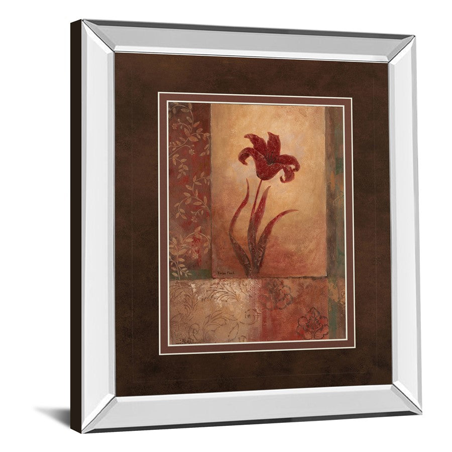 Classy Living Crimson Lily Whimsy Wall Art 34x40 | Transitional Mirrored Frame and Double Mat | Living Room & Bedroom Focal Point | 34 x | Model DM2196MF