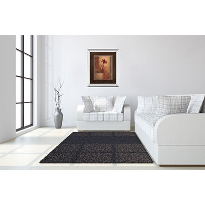 Classy Living Crimson Lily Whimsy Wall Art 34x40 | Transitional Mirrored Frame and Double Mat | Living Room & Bedroom Focal Point | 34 x | Model DM2196MF