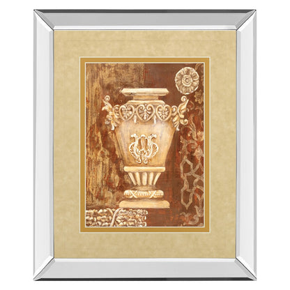 Classy Living Ornate Urn Still Life Wall Art 34x40in | Transitional Mirrored Frame with Double Mat and Glass | Living Room & Office Decor | Model DM2200MF