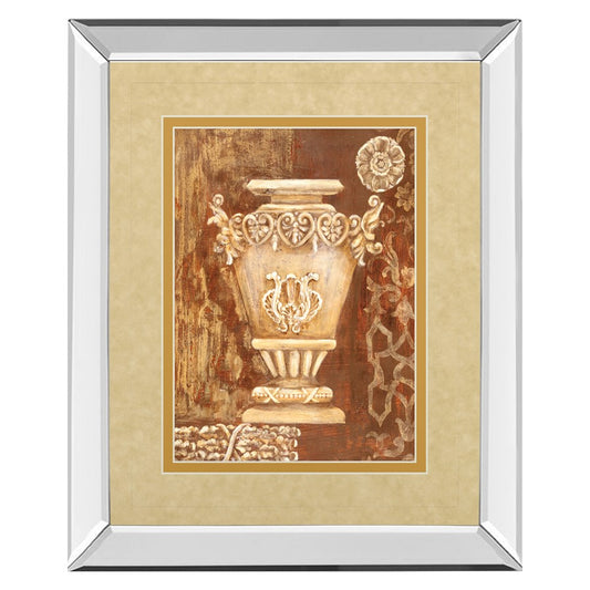 Classy Living Ornate Urn Still Life Wall Art 34x40in | Transitional Mirrored Frame with Double Mat and Glass | Living Room & Office Decor | Model DM2200MF