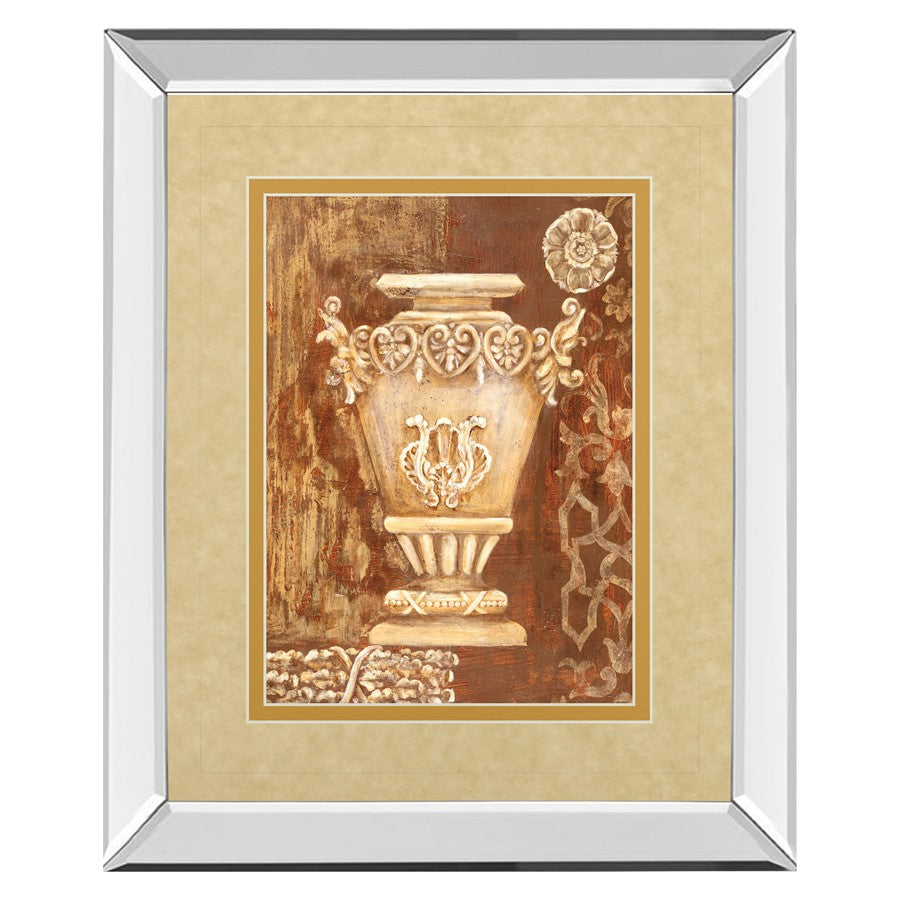 Classy Living Ornate Urn Still Life Wall Art 34x40in | Transitional Mirrored Frame with Double Mat and Glass | Living Room & Office Decor | Model DM2200MF