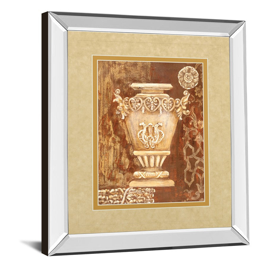 Classy Living Ornate Urn Still Life Wall Art 34x40in | Transitional Mirrored Frame with Double Mat and Glass | Living Room & Office Decor | Model DM2200MF
