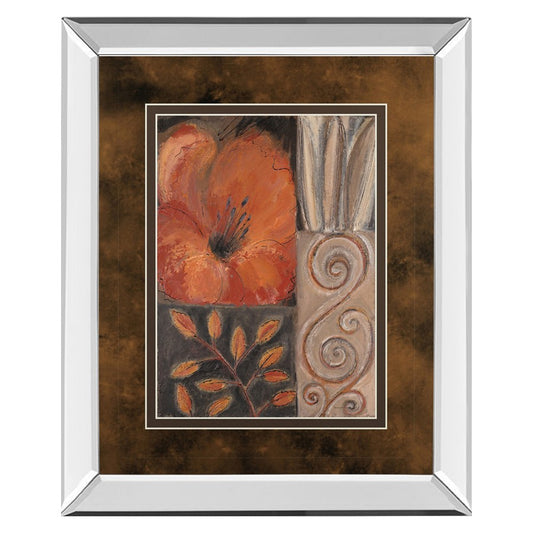 Classy Living Orange Burst I 34x40in Wall Art | Contemporary Mirrored Frame | Living Room & Bedroom Decor | 34 x 40 x 3 in | Model DM5122MF