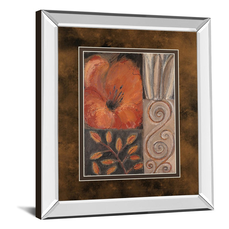 Classy Living Orange Burst I 34x40in Wall Art | Contemporary Mirrored Frame | Living Room & Bedroom Decor | 34 x 40 x 3 in | Model DM5122MF