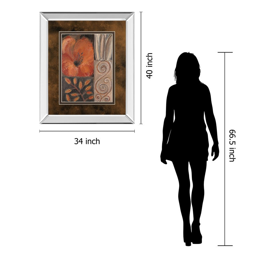 Classy Living Orange Burst I 34x40in Wall Art | Contemporary Mirrored Frame | Living Room & Bedroom Decor | 34 x 40 x 3 in | Model DM5122MF