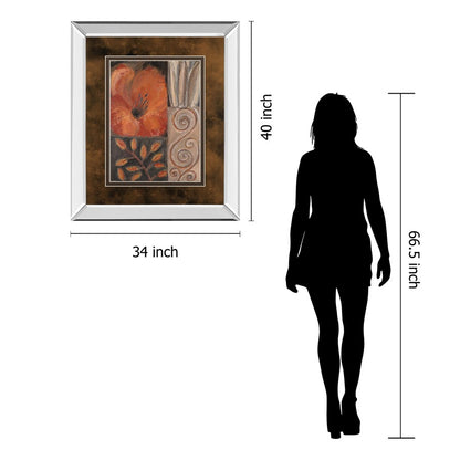 Classy Living Orange Burst I 34x40in Wall Art | Contemporary Mirrored Frame | Living Room & Bedroom Decor | 34 x 40 x 3 in | Model DM5122MF