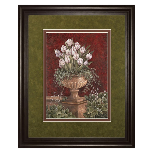 Classy Living Tulip Urn Elegance Wall Art 34x40 | Contemporary Dark Chocolate Frame and Multicolor Paper Print | Living Room & Bedroom | Model DM5123