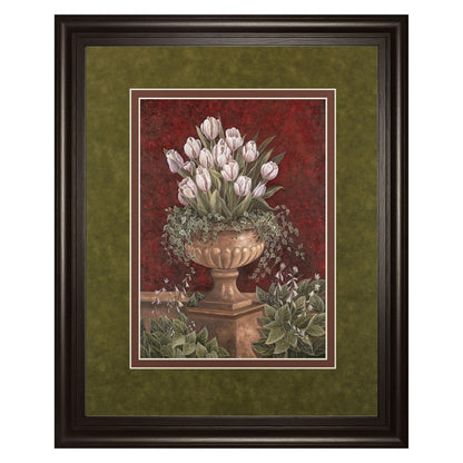 Classy Living Tulip Urn Elegance Wall Art 34x40 | Contemporary Dark Chocolate Frame and Multicolor Paper Print | Living Room & Bedroom | Model DM5123