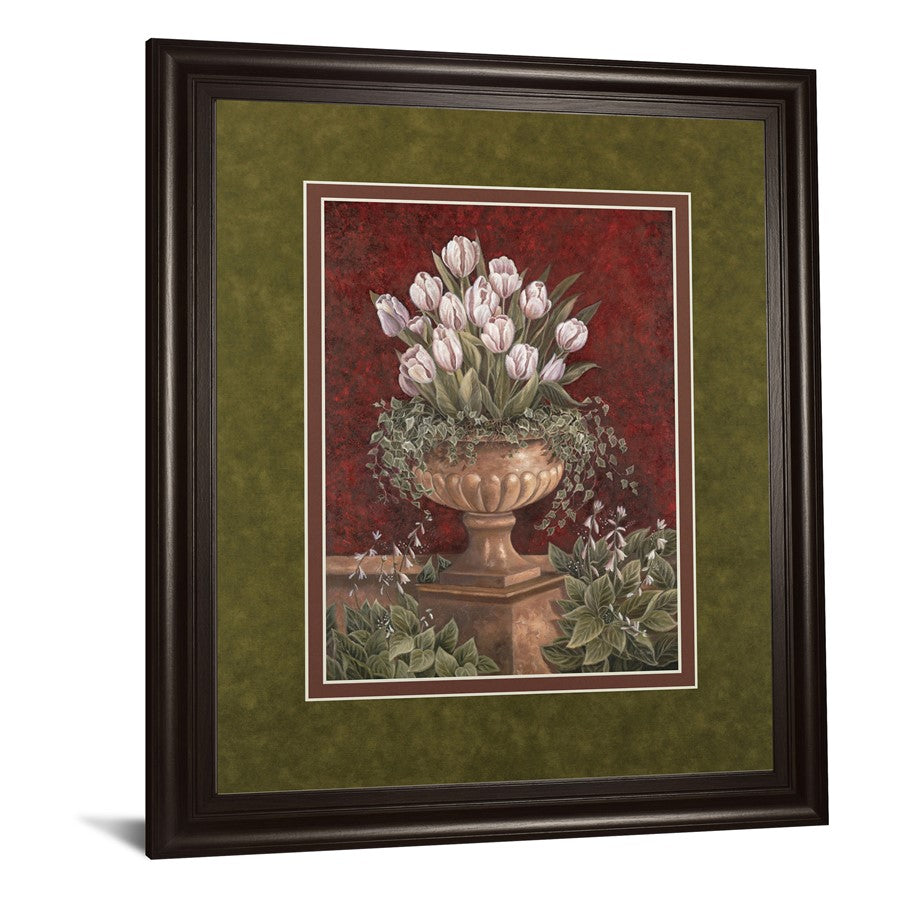 Classy Living Tulip Urn Elegance Wall Art 34x40 | Contemporary Dark Chocolate Frame and Multicolor Paper Print | Living Room & Bedroom | Model DM5123