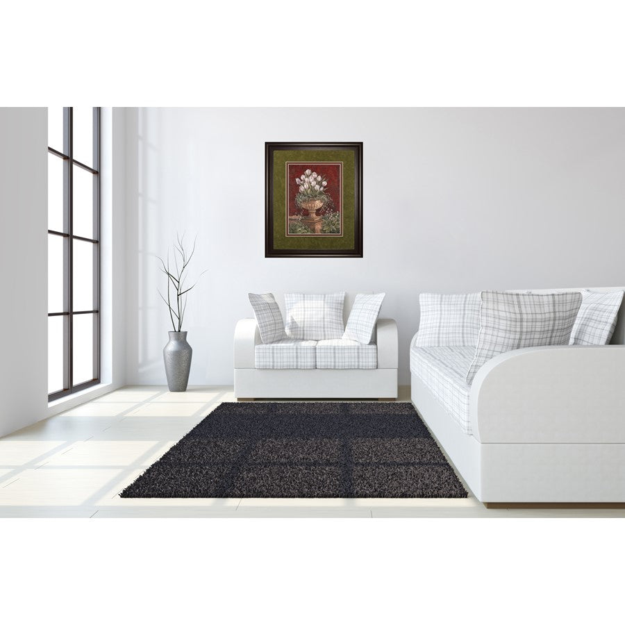 Classy Living Tulip Urn Elegance Wall Art 34x40 | Contemporary Dark Chocolate Frame and Multicolor Paper Print | Living Room & Bedroom | Model DM5123