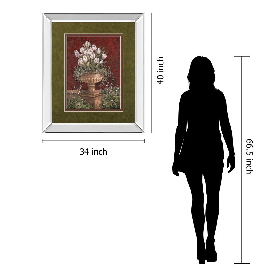 Classy Living Tulip Urn Elegance Wall Art 34x40in | Contemporary Mirrored Frame | Living Room & Office Decor | 34 x 40 x 3 in | Model DM5123MF