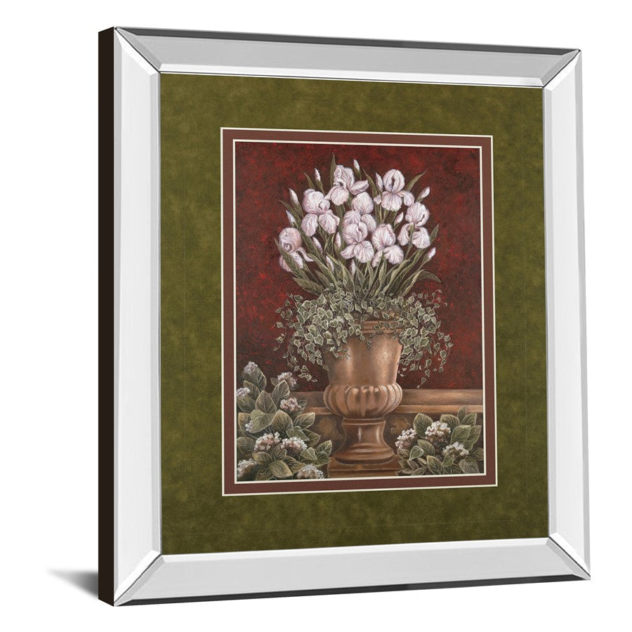 Classy Living Irises in Urn Wall Art 34x40in | Contemporary Floral Print with Mirrored Frame | Living Room & Bedroom Gallery Decor | 34 x | Model DM5124MF