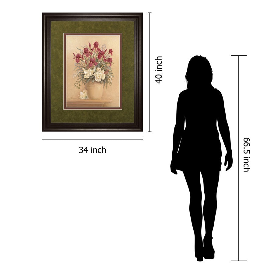 Classy Living Timeless Bouquet 34x40in Wall Art | Contemporary Floral Framed Print | Living Room & Bedroom Decor | Dark Chocolate MDF | Model DM5125