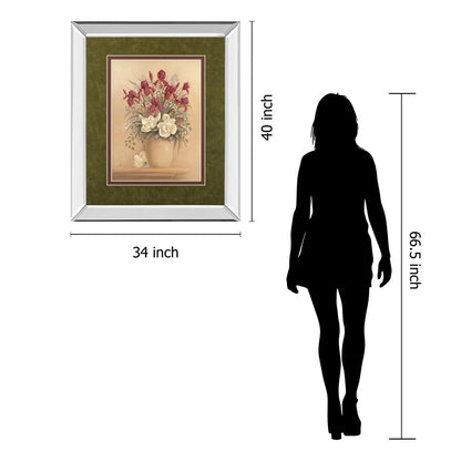 Classy Living Timeless Bouquet 34x40in Wall Art | Contemporary Floral with Mirrored Frame | Living Room & Bedroom Decor | 34 x 40 x 3 in | Model DM5125MF