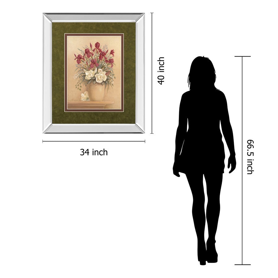 Classy Living Timeless Bouquet 34x40in Wall Art | Contemporary Floral with Mirrored Frame | Living Room & Bedroom Decor | 34 x 40 x 3 in | Model DM5125MF