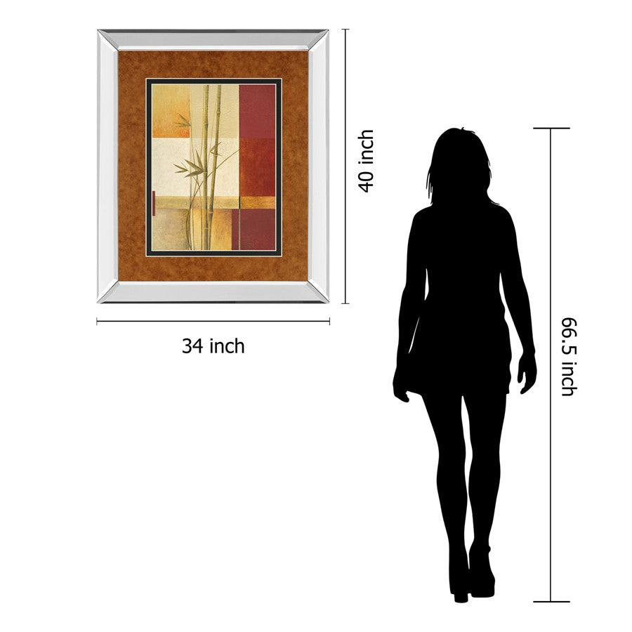 Classy Living Bamboo Harmony Wall Art 34x40in | Contemporary Mirrored Frame | Living Room, Bedroom & Office Decor | 3 x 34 x 40 in | Model DM5132MF