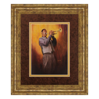 Classy Living Soulful Trumpeter 34x40in Wall Art | Contemporary Gilded Framed Print with Real Glass | Living Room & Office Decor | 34 x 40 | Model DM5140