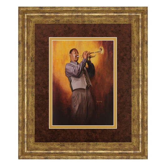 Classy Living Soulful Trumpeter 34x40in Wall Art | Contemporary Gilded Framed Print with Real Glass | Living Room & Office Decor | 34 x 40 | Model DM5140