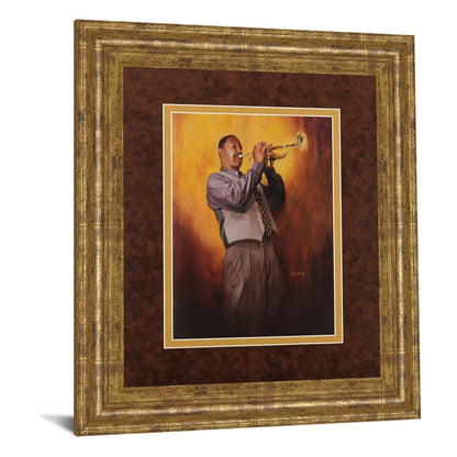 Classy Living Soulful Trumpeter 34x40in Wall Art | Contemporary Gilded Framed Print with Real Glass | Living Room & Office Decor | 34 x 40 | Model DM5140