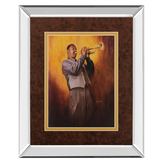 Classy Living Soulful Trumpeter Wall Art 34x40in | Contemporary Mirrored Frame | Living Room & Music Studio Decor | 34 x 40 x 3 in | Model DM5140MF