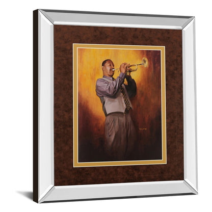 Classy Living Soulful Trumpeter Wall Art 34x40in | Contemporary Mirrored Frame | Living Room & Music Studio Decor | 34 x 40 x 3 in | Model DM5140MF