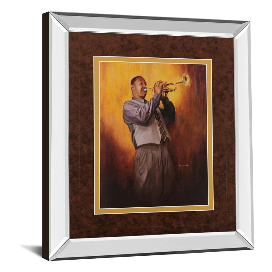 Classy Living Soulful Trumpeter Wall Art 34x40in | Contemporary Mirrored Frame | Living Room & Music Studio Decor | 34 x 40 x 3 in | Model DM5140MF