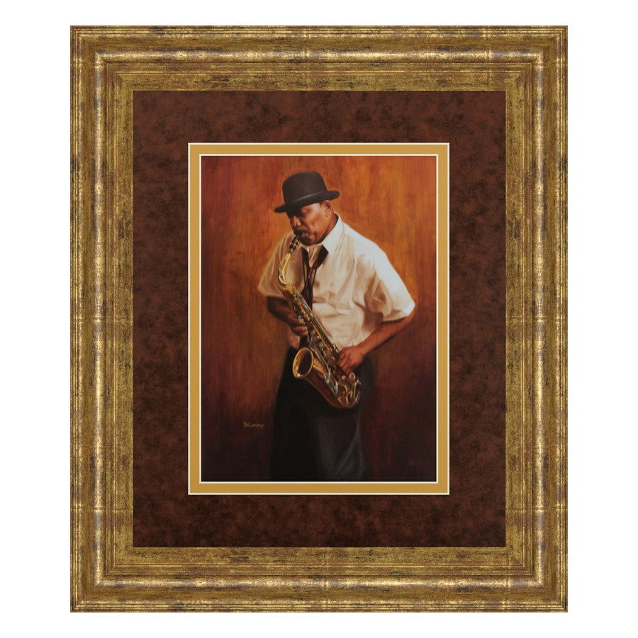 Classy Living Saxophone Serenade 34x40in Wall Art | Contemporary Gilded Frame, Paper on MDF | Living Room & Music Room Decor | 34 x 40 x 1 | Model DM5141