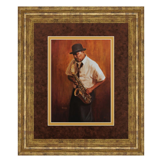 Classy Living Saxophone Serenade 34x40in Wall Art | Contemporary Gilded Frame, Paper on MDF | Living Room & Music Room Decor | 34 x 40 x 1 | Model DM5141