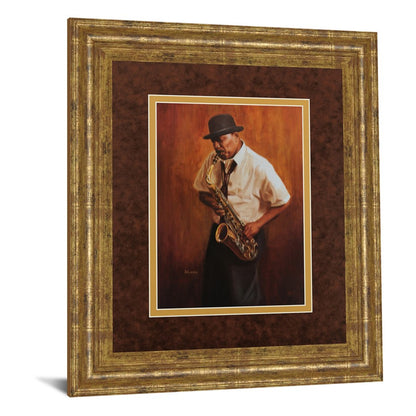Classy Living Saxophone Serenade 34x40in Wall Art | Contemporary Gilded Frame, Paper on MDF | Living Room & Music Room Decor | 34 x 40 x 1 | Model DM5141