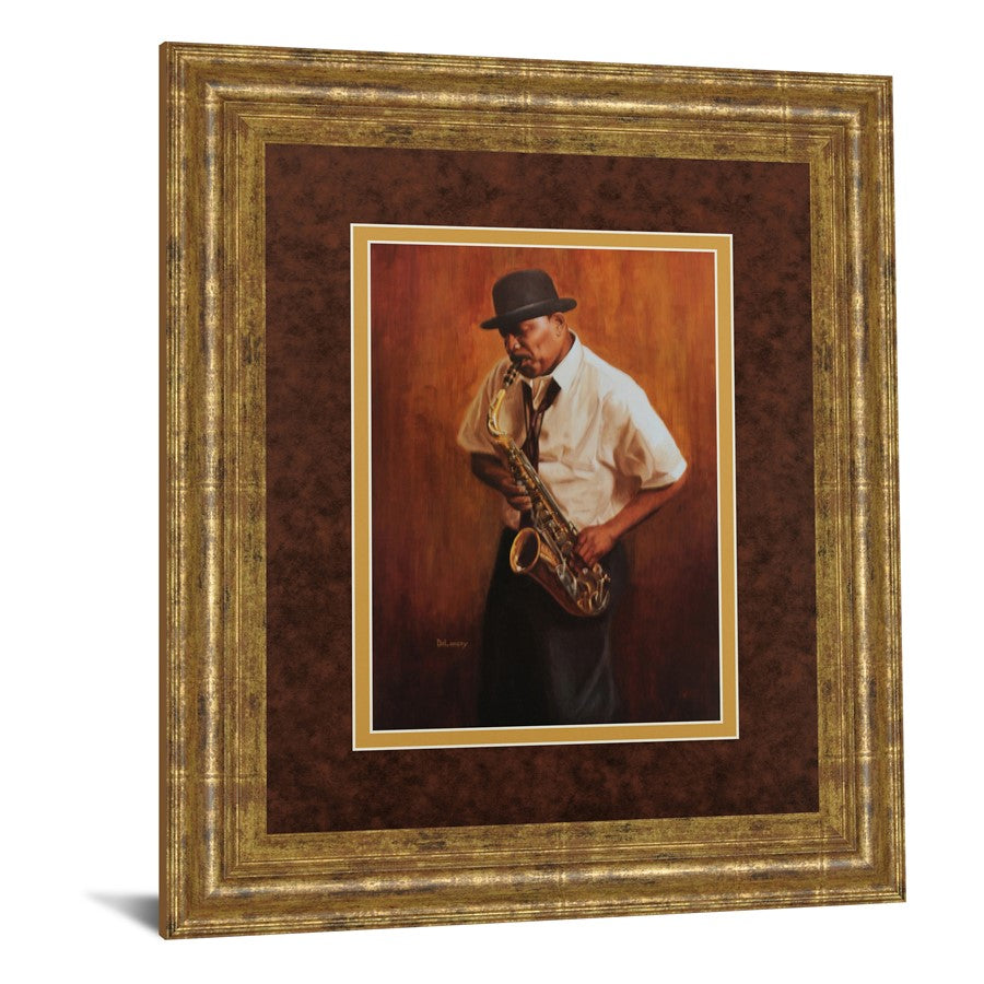Classy Living Saxophone Serenade 34x40in Wall Art | Contemporary Gilded Frame, Paper on MDF | Living Room & Music Room Decor | 34 x 40 x 1 | Model DM5141