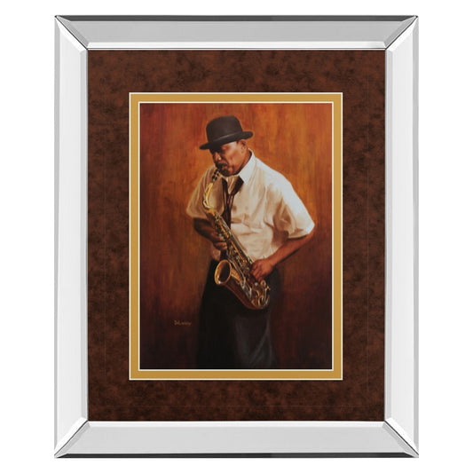 Classy Living Saxophone Serenade 34x40in Wall Art | Contemporary Mirrored Frame and Paper Print | Living Room & Music Room Decor | 34 x | Model DM5141MF