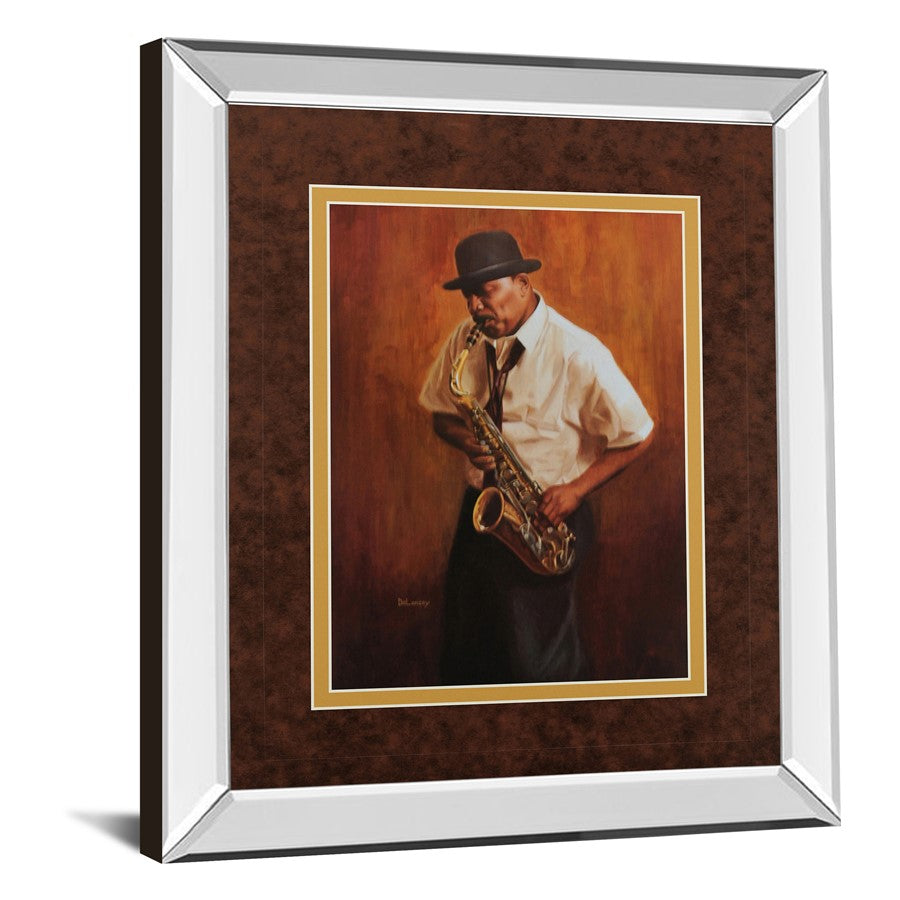 Classy Living Saxophone Serenade 34x40in Wall Art | Contemporary Mirrored Frame and Paper Print | Living Room & Music Room Decor | 34 x | Model DM5141MF