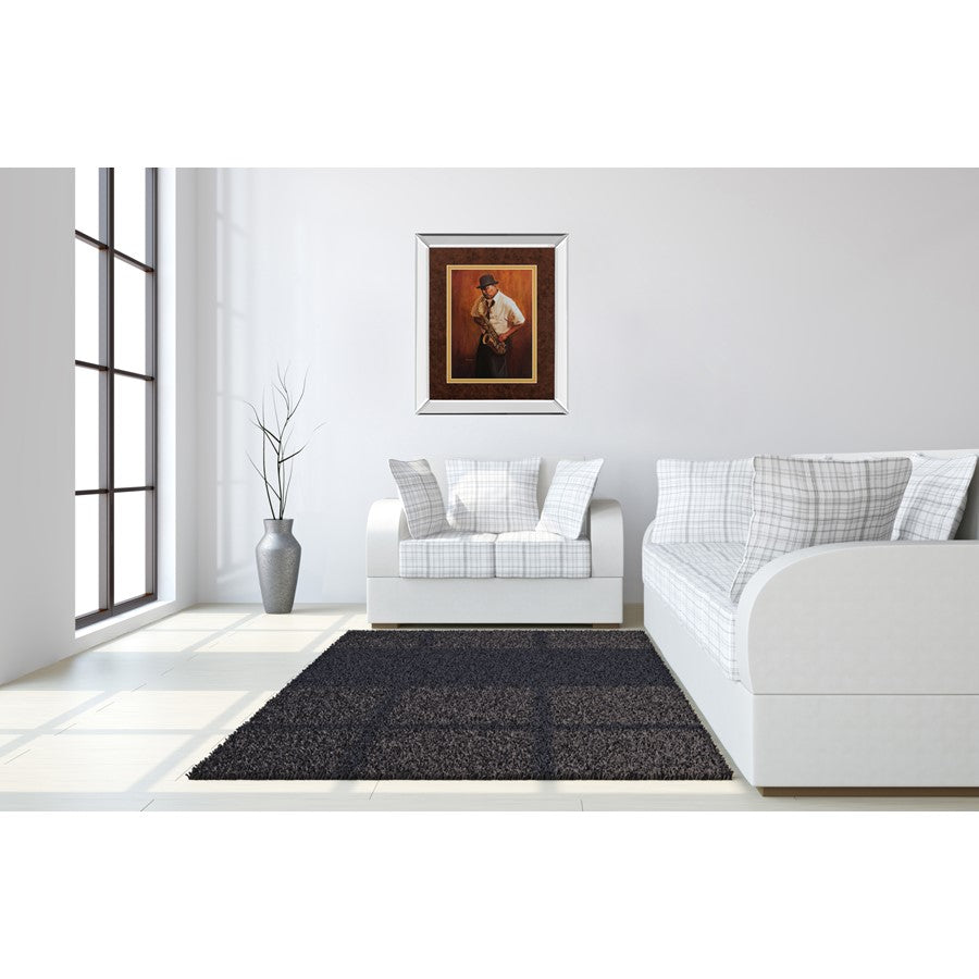 Classy Living Saxophone Serenade 34x40in Wall Art | Contemporary Mirrored Frame and Paper Print | Living Room & Music Room Decor | 34 x | Model DM5141MF