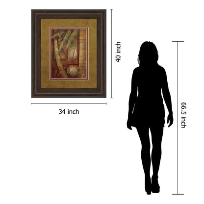 Classy Living Global Winds II 34x40in Wall Art | Contemporary Botanical Print in Cinnamon Mocha MDF Frame | Living Room & Office Decor | 1 | Model DM5153