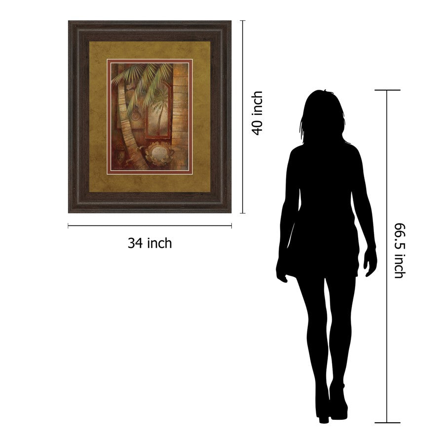 Classy Living Global Winds II 34x40in Wall Art | Contemporary Botanical Print in Cinnamon Mocha MDF Frame | Living Room & Office Decor | 1 | Model DM5153