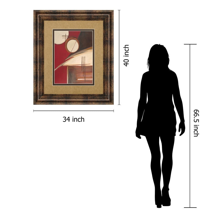 Classy Living Abstract Circles Wall Art 34x40in | Contemporary Mixed Media on Paper, Dark Chocolate MDF Frame | Living Room & Office Focal | Model DM5162