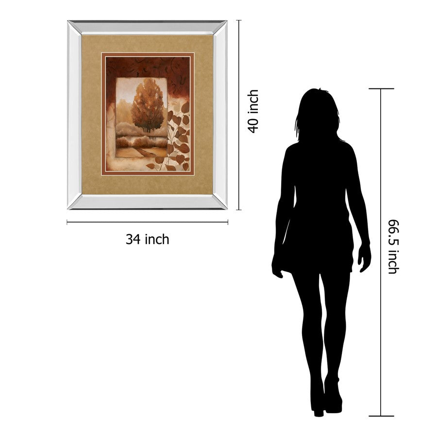 Classy Living Autumn Serenity Wall Art 34x40in | Contemporary Mirrored Frame | Living Room & Office Decor | 34 x 40 x 3 in, Vertical | Model DM5163MF