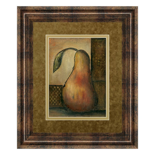 Classy Living Rustic Pear 34x40in Wall Art | Contemporary Dark Chocolate MDF Frame with Real Glass | Kitchen, Dining & Living Room Decor | Model DM5170
