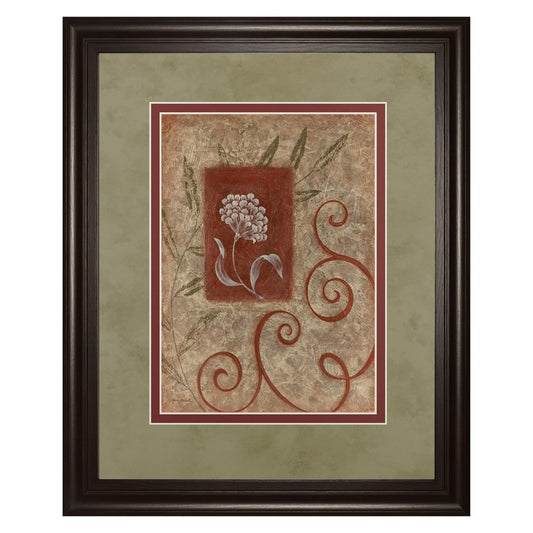 Classy Living Botanical Scrolls 34x40in Wall Art | Contemporary Multicolor Paper on MDF in Dark Chocolate Frame | Living Room & Bedroom | Model DM5173