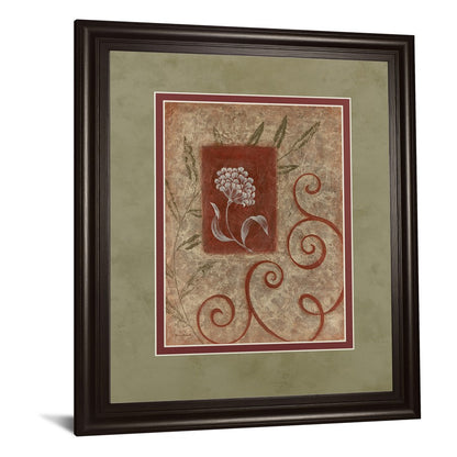 Classy Living Botanical Scrolls 34x40in Wall Art | Contemporary Multicolor Paper on MDF in Dark Chocolate Frame | Living Room & Bedroom | Model DM5173
