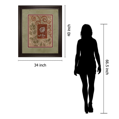 Classy Living Botanical Whispers Wall Art 34x40in | Contemporary Multicolor Paper Print on MDF with Dark Chocolate Frame | Living Room & | Model DM5174