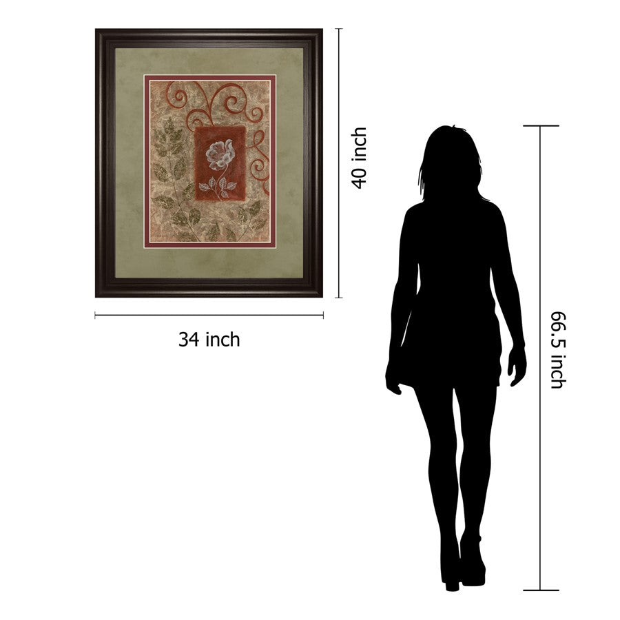 Classy Living Botanical Whispers Wall Art 34x40in | Contemporary Multicolor Paper Print on MDF with Dark Chocolate Frame | Living Room & | Model DM5174