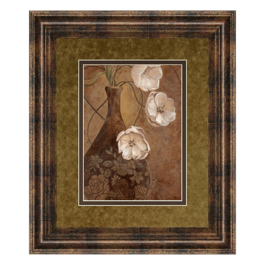 Classy Living Umber Blooms Wall Art 34x40in | Contemporary Floral Graphic Art in Dark Chocolate MDF Frame | Living Room & Office Decor | 34 | Model DM5181